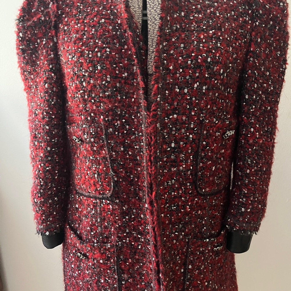Zara Red and Black Tweed Blazer size S